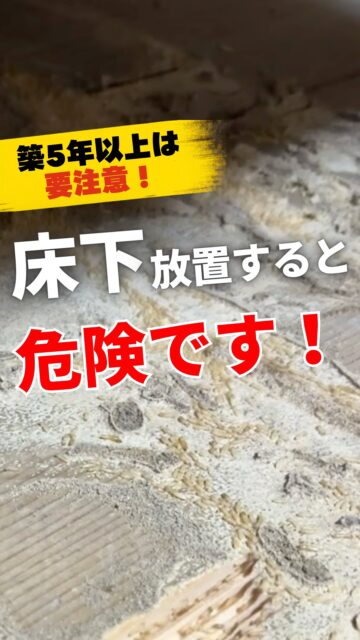 ＼床下放置すると、危険です！／

家の床下、最後に見たのいつですか？
たぶん多くの方が
「見たことない、気にしたこともない」だと思います。

でも意外と多いシロアリ被害、
普段見えない床下で静かに進むことがあります。
気づいた時には、
修繕費用が大きくなってしまうことも…。

特に、
・築5年以上経っている
・床下を見たことがない
・家の周りで羽アリを見た
・今まで防蟻点検をしていない

この中に当てはまる方は、
一度床下を確認しておくと安心です。

住環境計画では、
無理な営業はせず、点検のみのご相談も大丈夫です。

何もなければそれで安心、
万が一の時にはすぐに対応、被害も最小限に抑えられます。

「床下点検」あまり馴染みのある言葉ではないかもしれません。
でも、お家を建てた後にはとても大切な言葉です。

気になる方は、DMまたは公式LINEからお気軽にご相談ください。
＝＝＝＝＝＝＝＝＝＝＝＝＝＝＝＝＝
住環境計画
🏠お家を守る専門店
📍群馬県沼田市中町1125
TEL：0278−25-9119
HP：www.jukankyo-keikaku.co.jp
＝＝＝＝＝＝＝＝＝＝＝＝＝＝＝＝＝